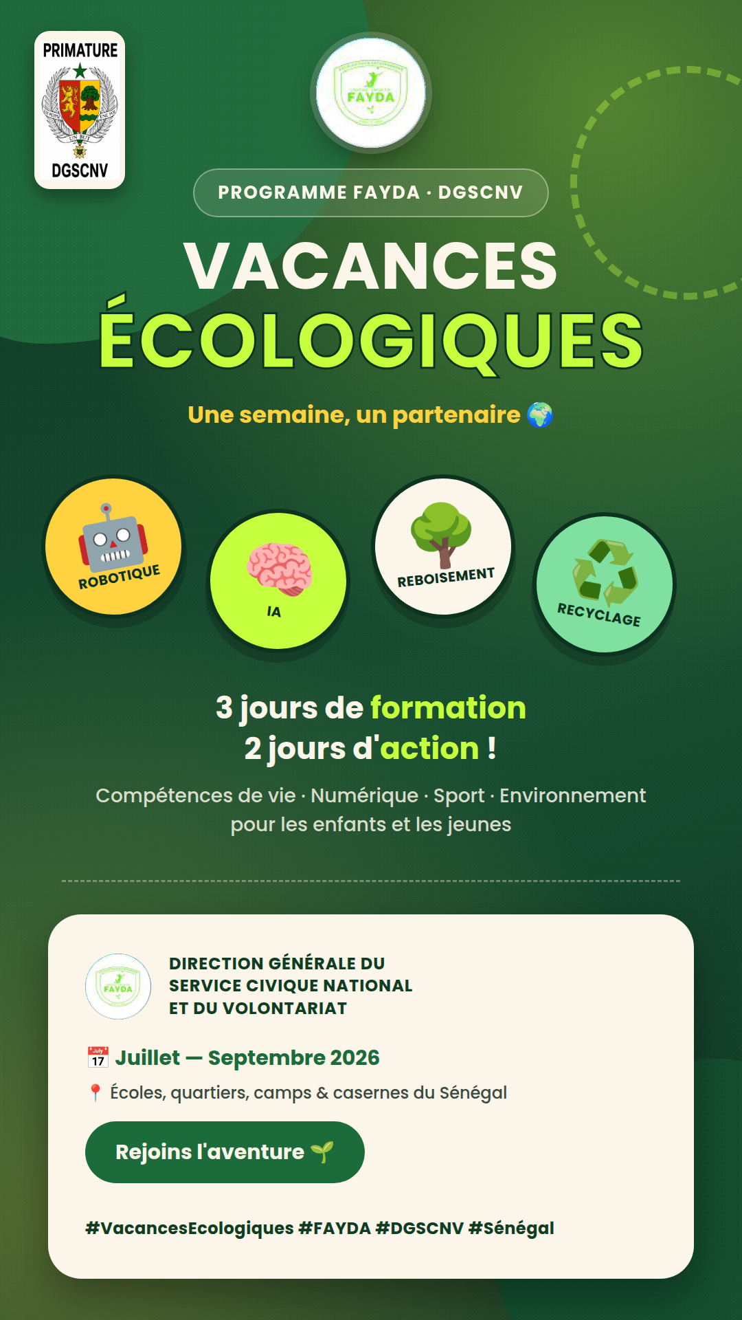 Visuel Vacances écologiques FAYDA - DGSCNV