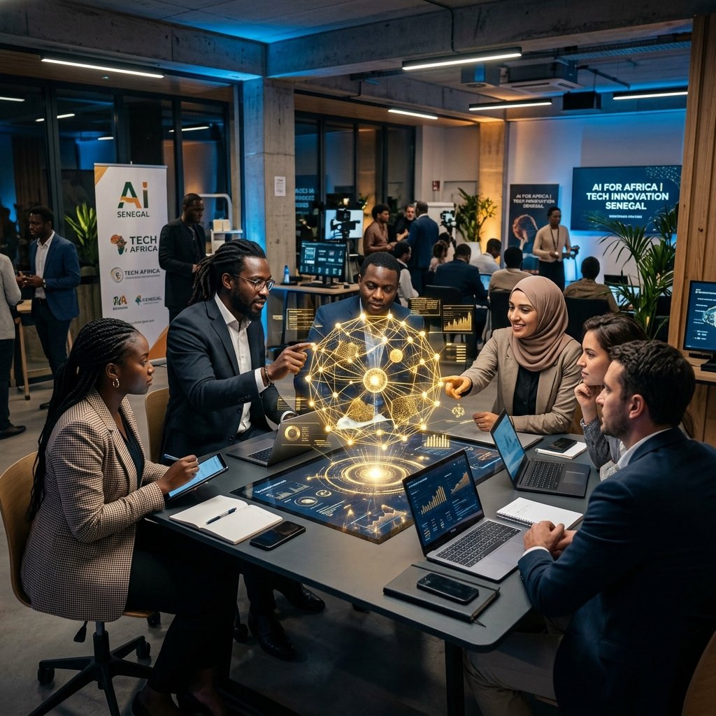 Formation & Talents IA - Atelier d'apprentissage collaboratif avec hologramme de réseau de neurones à Dakar