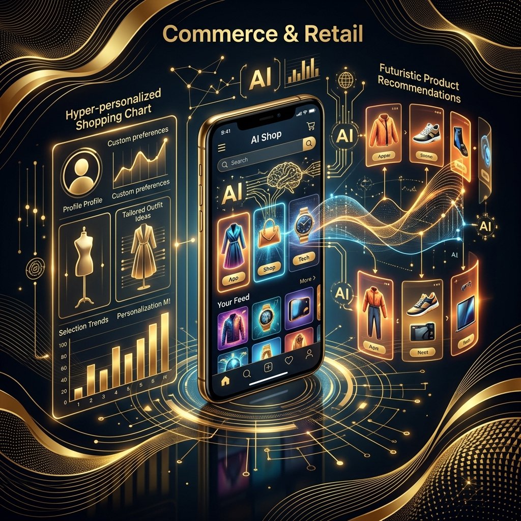 Illustration du Commerce et Retail augmentés par l'Intelligence Artificielle